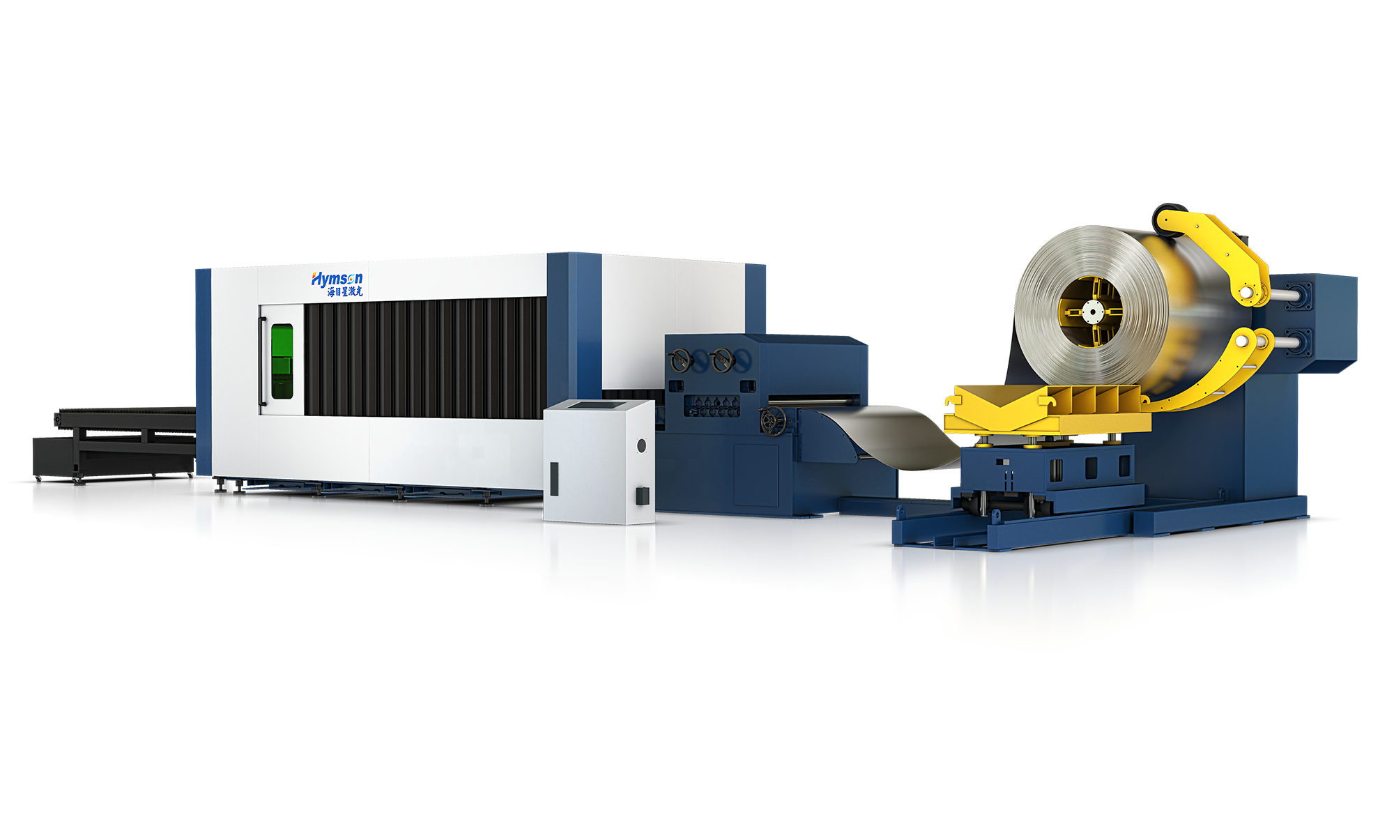 Mesin pemotong laser lembaran logam seri HF-TU dengan sistem uncoiling